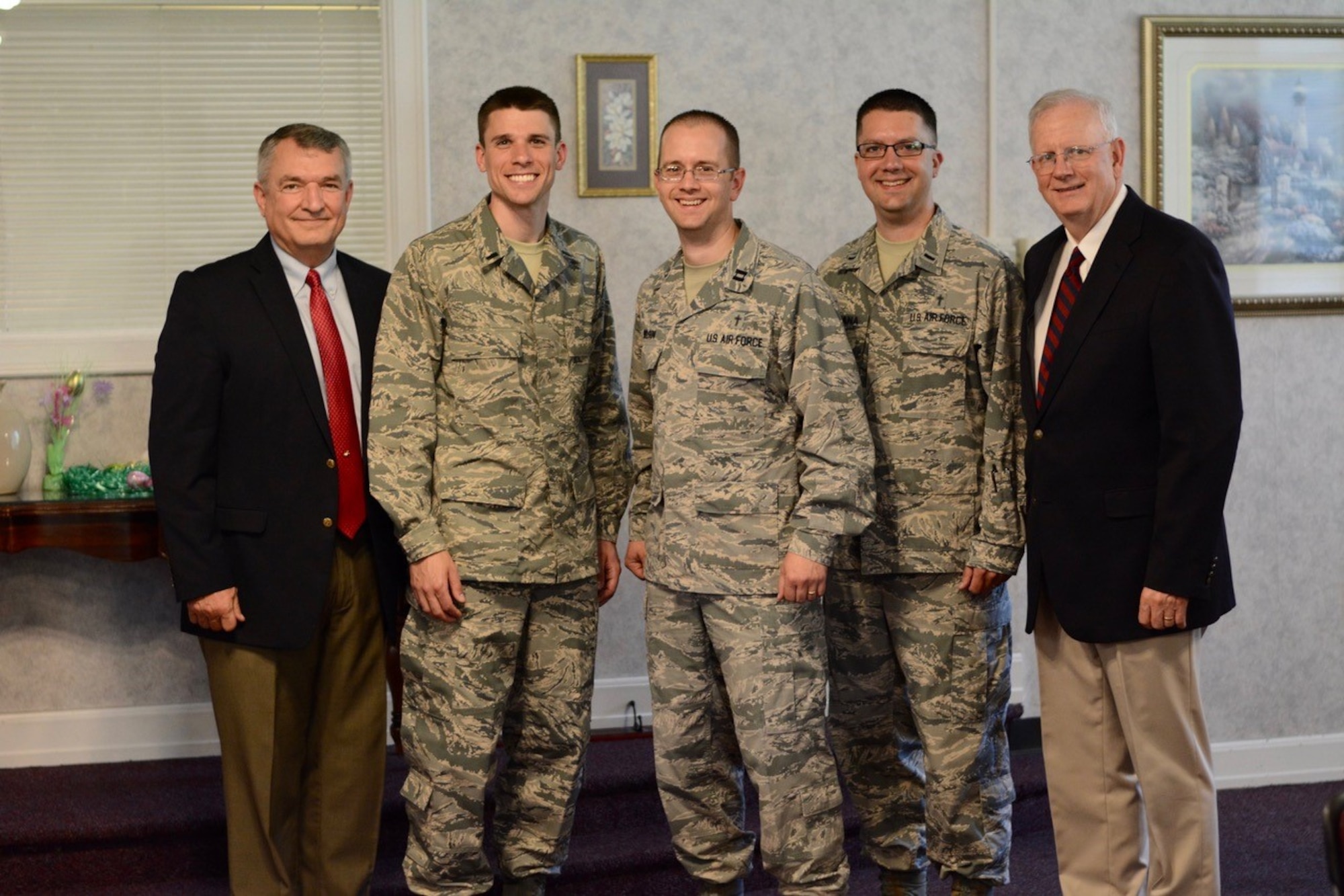 Chaplain (Capt.) Matthew Wilson, 944th Fighter Wing, was the first of the three to join the Air Force Reserve Command six years ago. His wife’s twin sister married Chaplain (1st Lt.) Daniel Smetana, 20th Fighter Wing, Shaw AFB, S.C.