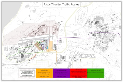 Be aware, several traffic patterns throughout the base will change during the Arctic Thunder Open House on June 30 and July 1, 2018.