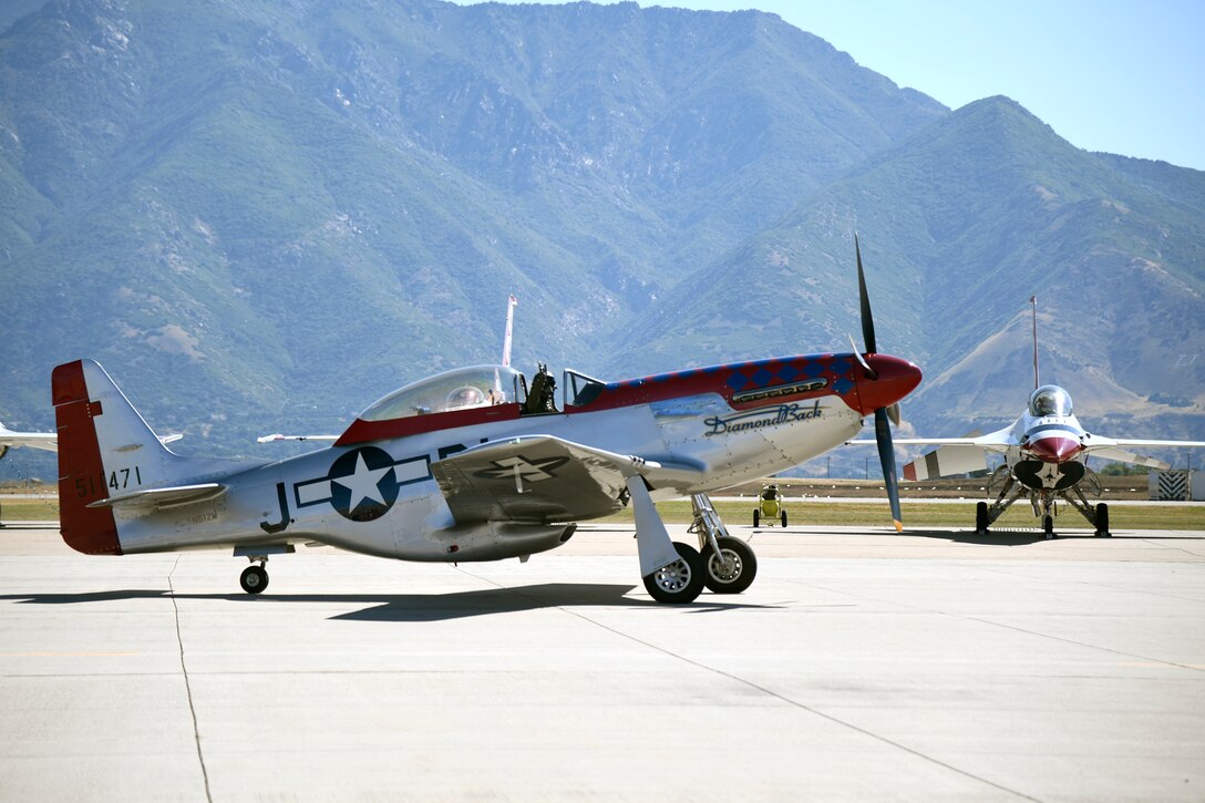 A P-51 Mustang sits on the airfield June 24, 2018, at Hill Air Force Base, Utah. (U.S. Air Force photo by Todd Cromar)