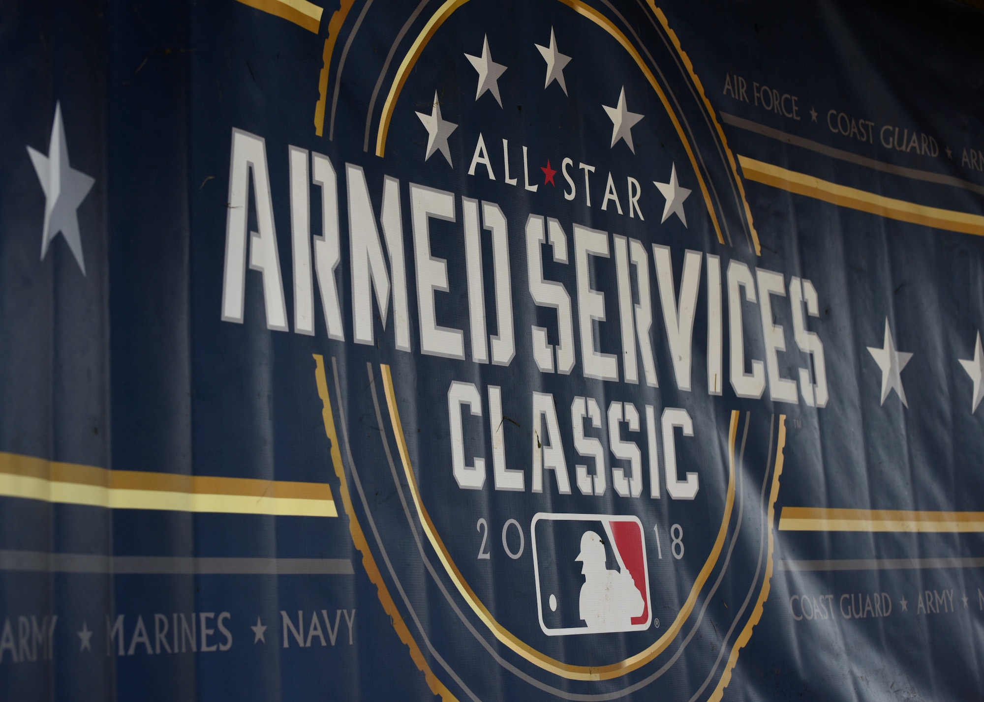 An Armed Services Classic banner is shown at Jericho Park in Bowie, Md., June 23, 2018. On the final day of the preliminary round, the Air Force beat the Marines 11-9 and lost to the Navy 10-6. (U.S. Air Force photo by Senior Airman Abby L. Richardson)