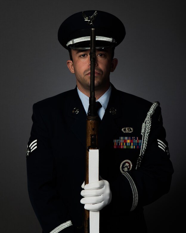 U.S. Air Force Senior Airman Blake Hendricks, 1st Operations Support Squadron supply management specialist, and member of the Joint Base Langley-Eustis Honor Guard, recently travelled to Puerto Rico to perform funeral services for eight of the nine Puerto Rico National Guardsmen killed in a May 2, 2018 aircraft mishap.