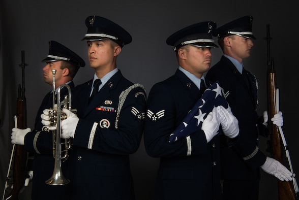 U.S. Air Force Senior Airman Blake Hendricks, 1st Operations Support Squadron supply management specialist; Senior Airman Gabriel Fox, 439th Supply Chain Operations Squadron supply management specialist; Senior Airman John Stone Jr., 438th Supply Chain Operations Squadron supply management specialist;  and Airman 1st Class Christopher Clement, 633rd Communications Squadron communications specialist, recently travelled to Puerto Rico to perform funeral services for eight of the nine Puerto Rico National Guardsmen killed in a May 2, 2018 aircraft mishap.
