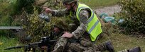 British Army Royal Military Academy Sandhurst cadets conduct a squad level move to contact mission, during Exercise Dynamic Victory at the 7th Army Joint Multinational Training Command’s Grafenwoehr Training Area, Germany, July 12, 2016