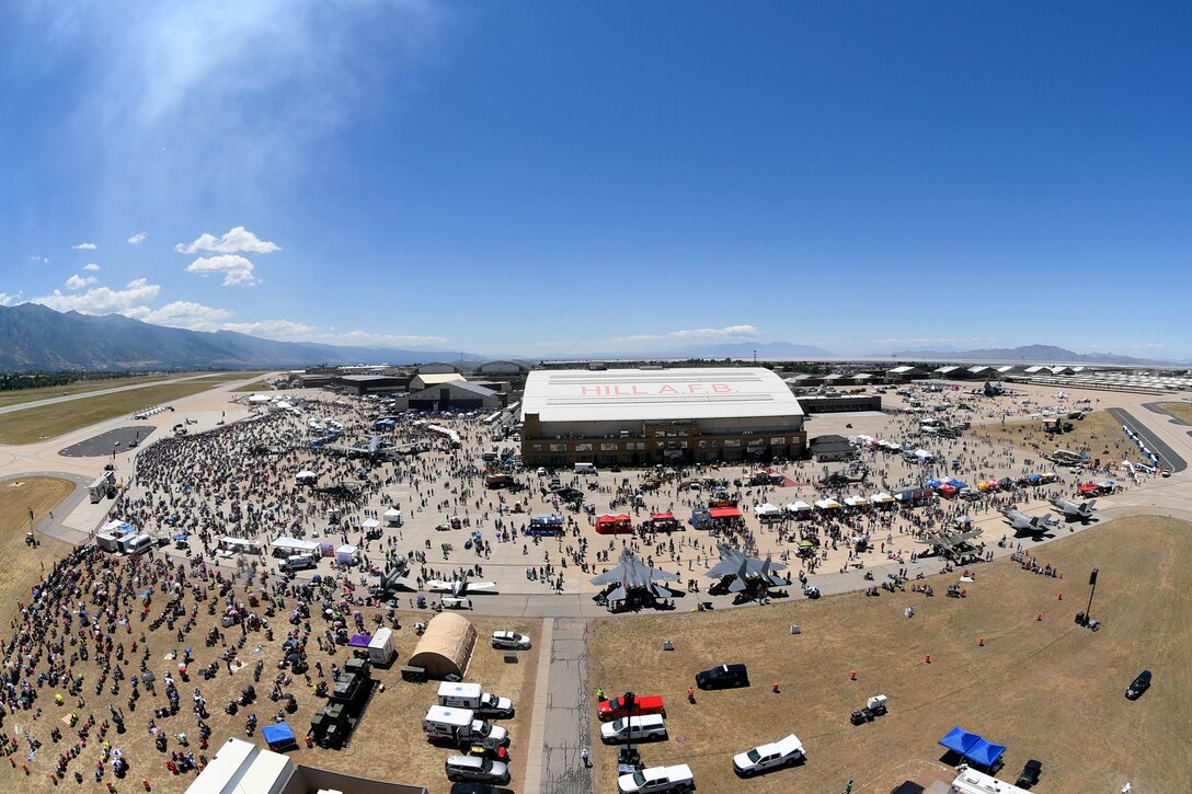 Hundreds of thousands of visitors attend the Warriors Over the Wasatch Air and Space Show June 24, 2018, at Hill Air Force Base, Utah. The two-day show is widely supported by the local community, is the biggest single events in the state, and one of the largest military shows in the country. (U.S. Air Force photo by Todd Cromar)