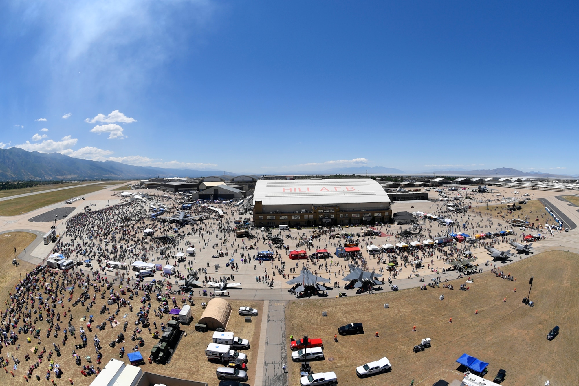 Hundreds of thousands of visitors attend the Warriors Over the Wasatch Air and Space Show June 24, 2018, at Hill Air Force Base, Utah. The two-day show is widely supported by the local community, is the biggest single events in the state, and one of the largest military shows in the country. (U.S. Air Force photo by Todd Cromar)
