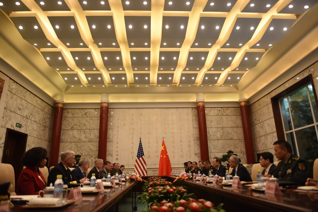 Defense Secretary James N. Mattis meets with Politburo Member Yang Jiechi and other high-ranking Chinese officials.
