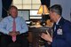 Air Force Reserve 910th Airlift Wing Commander Col. Dan Sarachene (center), based at Youngstown Air Reserve Station, Ohio, talks with Ohio Senator Sherrod Brown, as 910th Airlift Wing Command Chief Master Sgt. Bob Potts listens, during a meeting on Capitol Hill here, June 21, 2018.