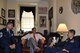 Air Force Reserve 910th Airlift Wing Commander Col. Dan Sarachene (center), based at Youngstown Air Reserve Station, Ohio, talks with Ohio Senator Sherrod Brown, as 910th Airlift Wing Command Chief Master Sgt. Bob Potts listens, during a meeting on Capitol Hill here, June 21, 2018.