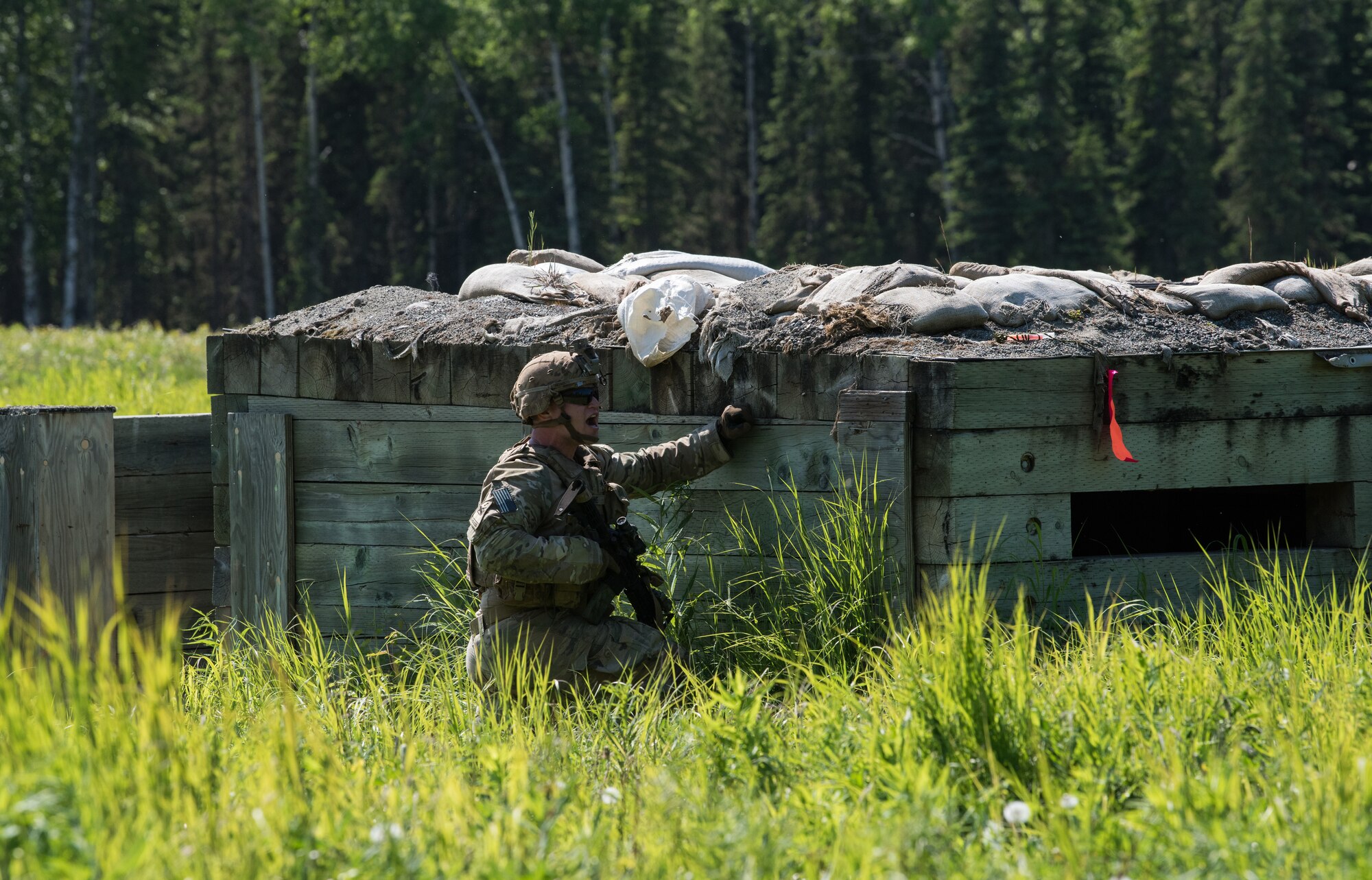 U.S. Army Alaska infantrymen from the 1st Stryker Brigade Combat Team, 25th Infantry Division, and Japan Ground Self-Defense Force soldiers from the 1st Airborne Brigade
execute platoon movement-to-contact and support-by-fire operations during Exercise Arctic Aurora at Joint Base Elmendorf-Richardson, Alaska, June 14, 2018. Arctic Aurora is an annual bilateral training exercise involving elements of U.S. Army Alaska and the JGSDF which focuses on strengthening ties between the two nations by executing combined small-unit airborne proficiency operations and basic small-arms marksmanship.