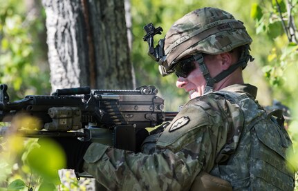 U.S. Army Alaska infantrymen from the 1st Stryker Brigade Combat Team, 25th Infantry Division, and Japan Ground Self-Defense Force soldiers from the 1st Airborne Brigade
execute platoon movement-to-contact and support-by-fire operations during Exercise Arctic Aurora at Joint Base Elmendorf-Richardson, Alaska, June 14, 2018. Arctic Aurora is an annual bilateral training exercise involving elements of U.S. Army Alaska and the JGSDF which focuses on strengthening ties between the two nations by executing combined small-unit airborne proficiency operations and basic small-arms marksmanship.