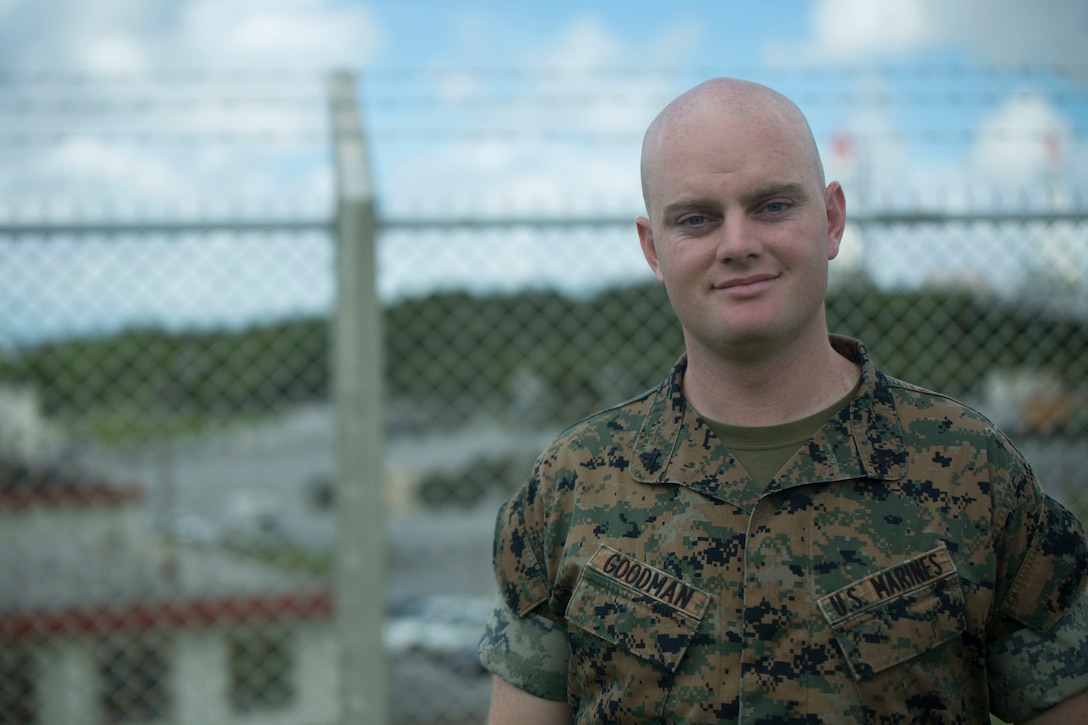 U.S. Marine Cpl. Eric Goodman was one of the five Marines to assist a local Japanese woman on his way down Mount Fuji, Japan, July 3, 2017. The woman, Moe Oda, was found lying on the ground,  hyperventilating and struggling to breathe when the Marines came to her assistance. Together, they created a makeshift stretcher to carry her down approximately two miles to get to medical assistance. Goodman, a 26 year old, Grass Valley, California  native, is a ground radio repairman with Electronics Maintenance Company, 3d Maintenance Battalion, Combat Logistics Regiment 35, 3d Marine Logistics Group, III Marine Expeditionary Force.