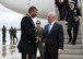 Gen. Vincent K. Brooks, United States Forces Korea commander, greets U.S. Secretary of Defense James Mattis, center, as Mattis arrives at Osan Air Base, Republic of Korea, June 28, 2018. During his visit, he will meet with the minister of defense as part of his Asia trip to China, ROK, and Japan. (U.S. Air Force photo by Airman 1st Class Ilyana A. Escalona)