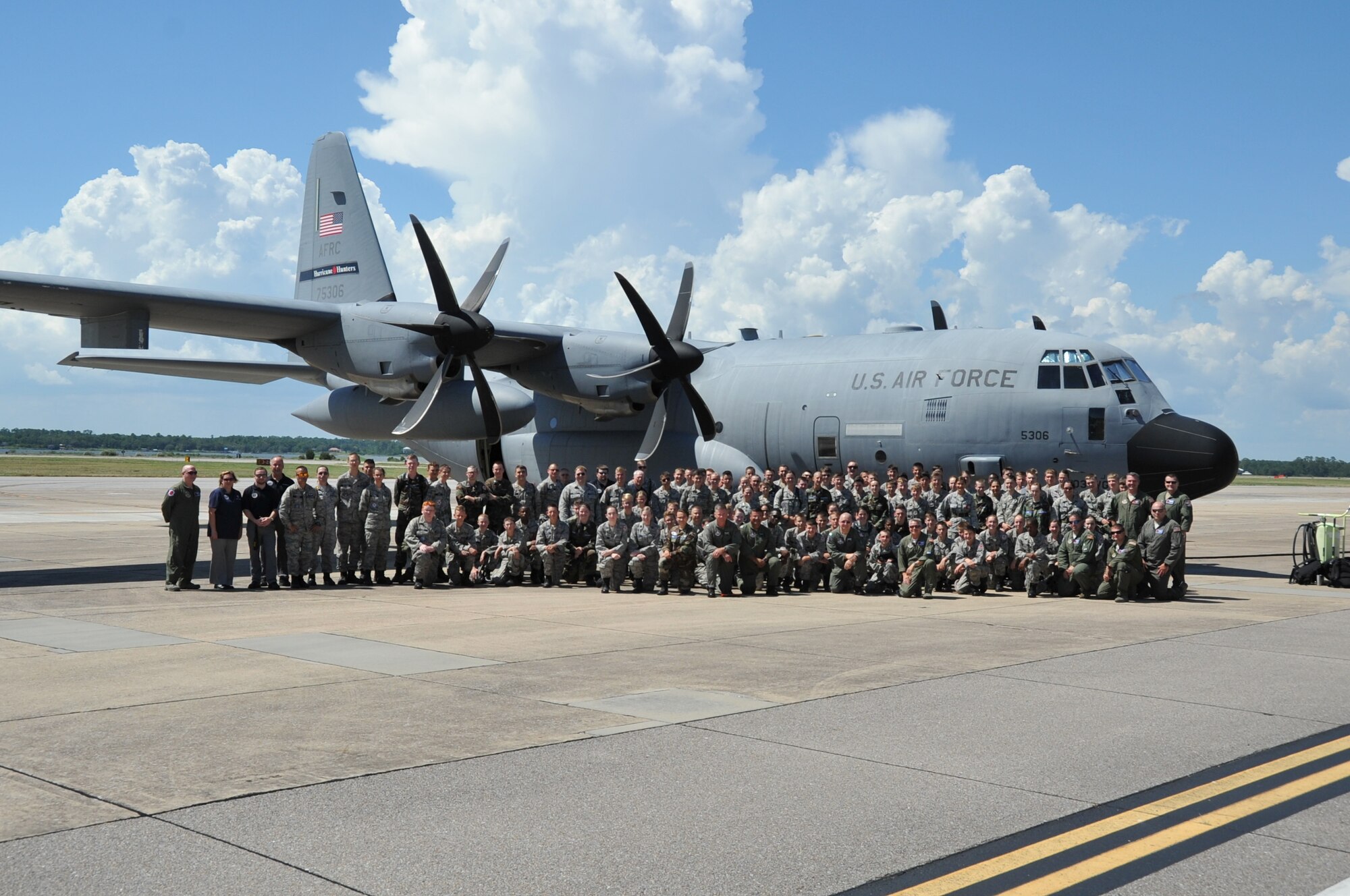 More than 100 Civil Air Patrol cadets from Alabama and Mississippi visited Keesler Air Force Base, Mississippi during their annual Summer Encampment, which was held in Mississippi this year.  These cadets also participated in training flights of the 53rd Weather Reconnaissance Squadron. (U.S. Air Force photo by Master Sgt. Jessica Kendziorek)