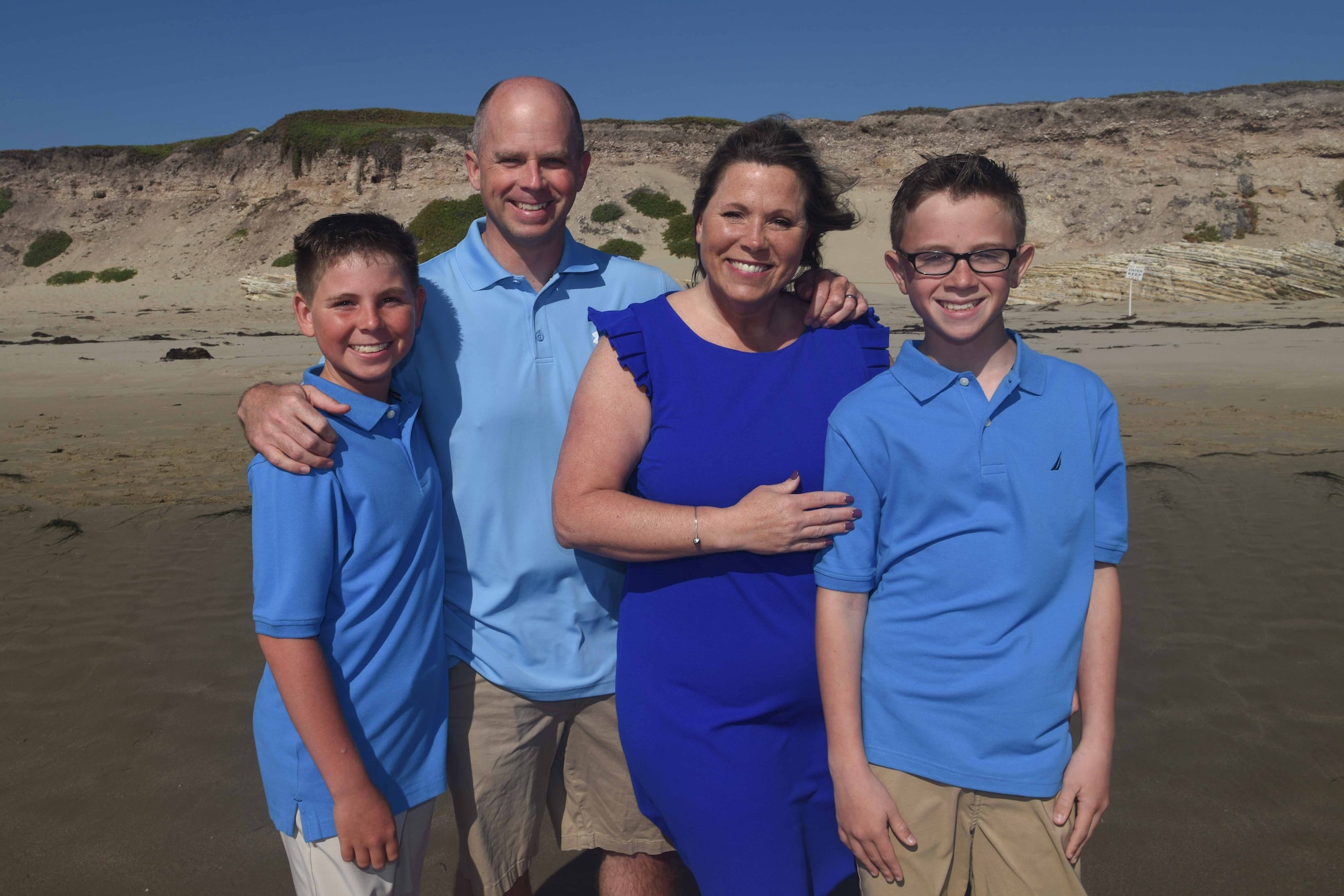 The base recognizes Jennifer Cline as Spouse of the Year at Vandenberg Air Force Base, June 28, 2018. Married for 19 years, Cline joined the key spouse’s program to stay active after her retirement in 2015. (U.S. Air Force photo by Airman 1st Class Aubree Milks/Released)