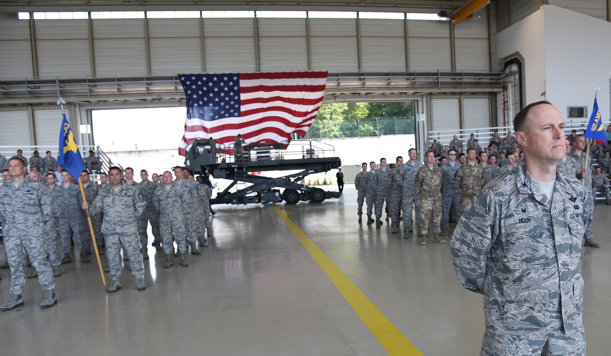 Col. Bradley L. Spears assumed command of the 521st Air Mobility Operation Wing during a change of command ceremony at Ramstein Air Base, Germany, June 28. Maj. Gen. Christopher Bence, U.S. Air Force Expeditionary Center commander, presided over the ceremony in which Col. Cooper relinquished command of the 521st AMOW to Spears.
