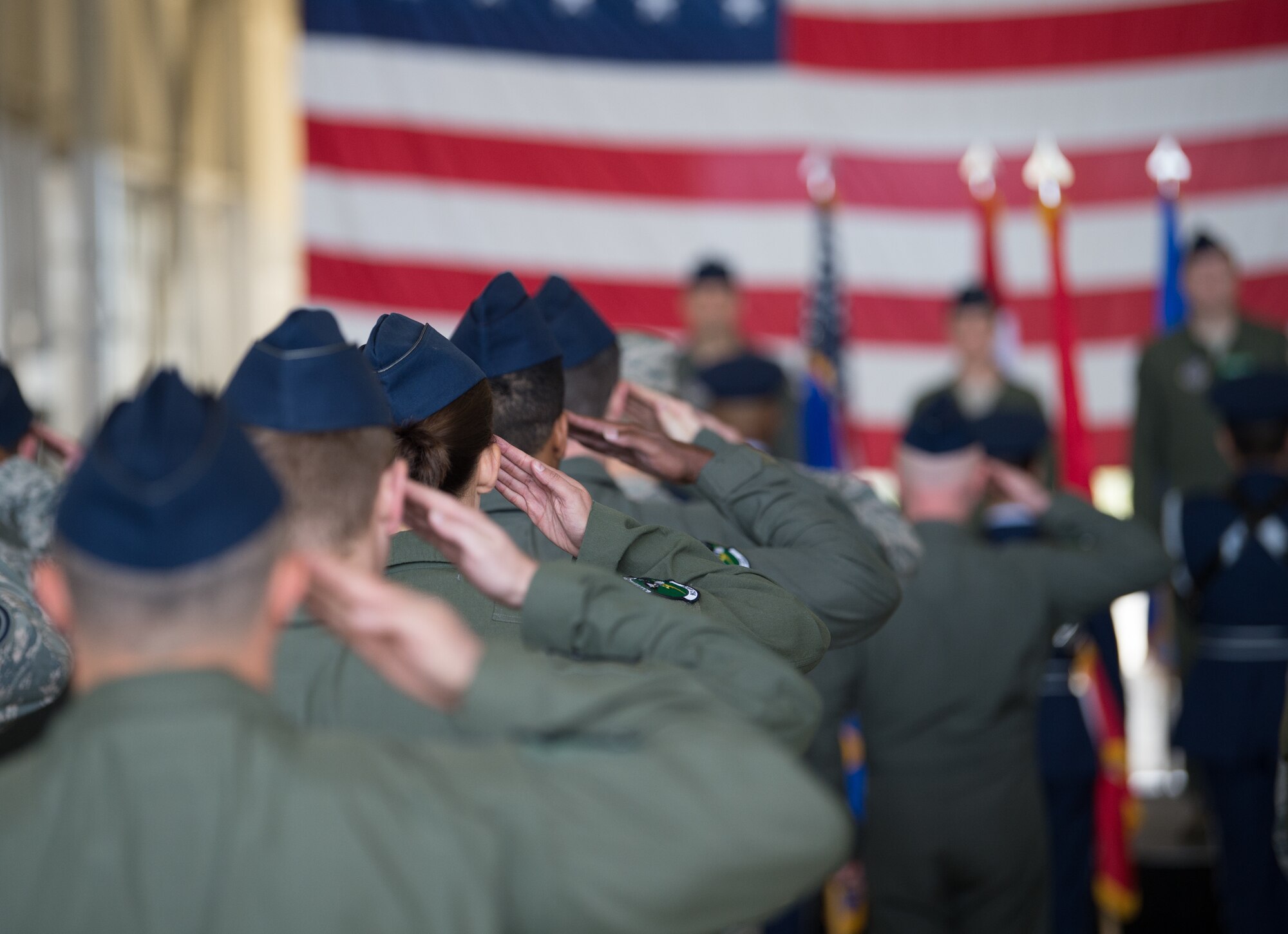 command, June 27, 2018, as U.S. Air Force Lt. Col. Michelle Shicks relinquished command of the squadron to U.S. Air Force Lt. Col. James Stone at Joint Base Elmendorf-Richardson, Alaska, before gathered family members, distinguished guests, military officers and enlisted personnel. A change of command ceremony is a military tradition that represents formal transfer of authority and responsibility from one officer to another. The 962nd AACS aircrews carry on the squadron’s heritage of vigilance with a continuous commitment to Operation Noble Eagle and Northern Sovereignty Operations while taking part in multinational and joint exercises such as Red Flag, Northern Edge, Valiant Shield and Cope North.