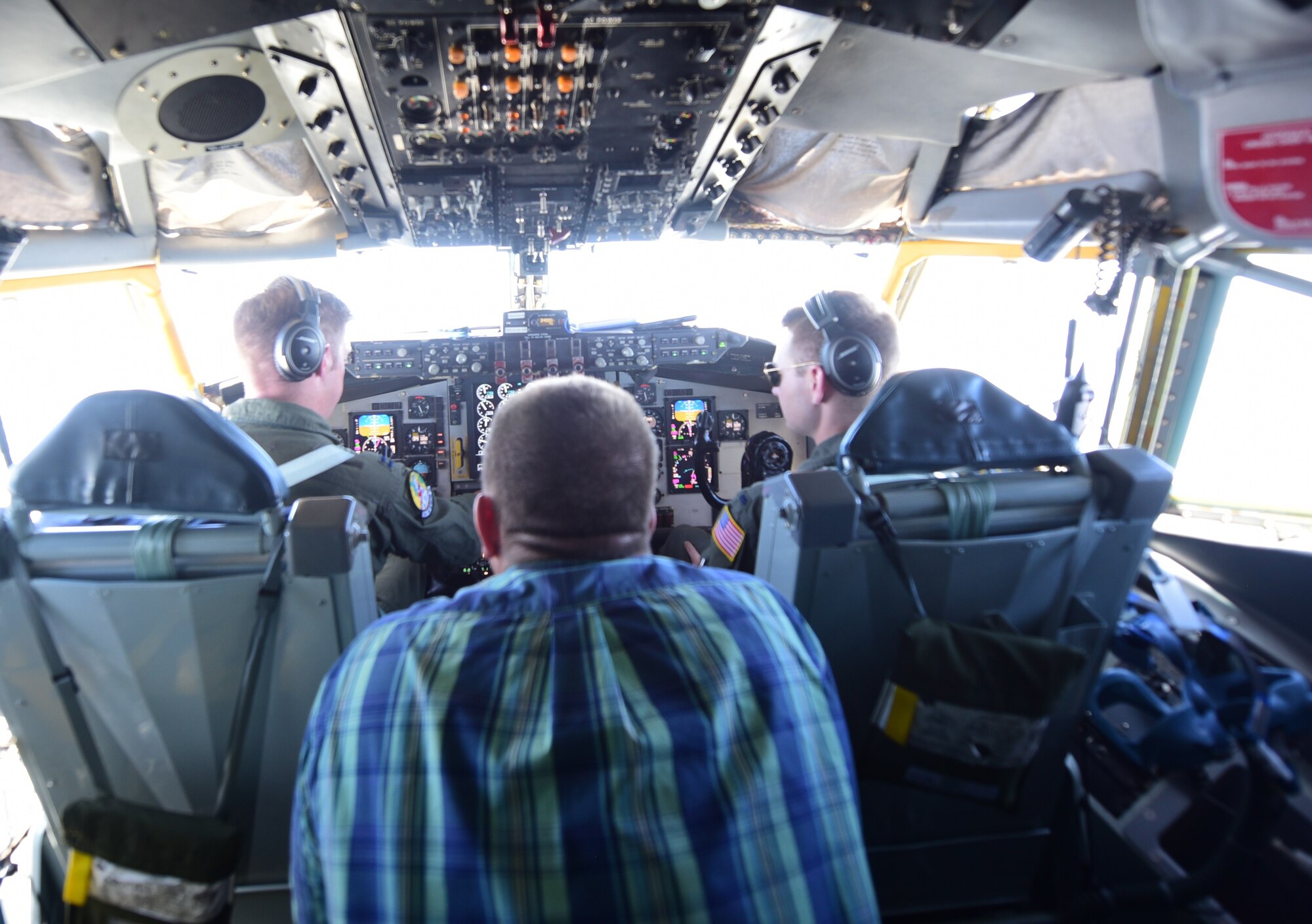 Airman Basic Sarah Cason, a KC-135 boom operator assigned to the 91st Air Refueling Squadron, MacDill Air Force Base, Florida, focuses on the B-52 Stratofortress she’s refueling June 27, 2018.