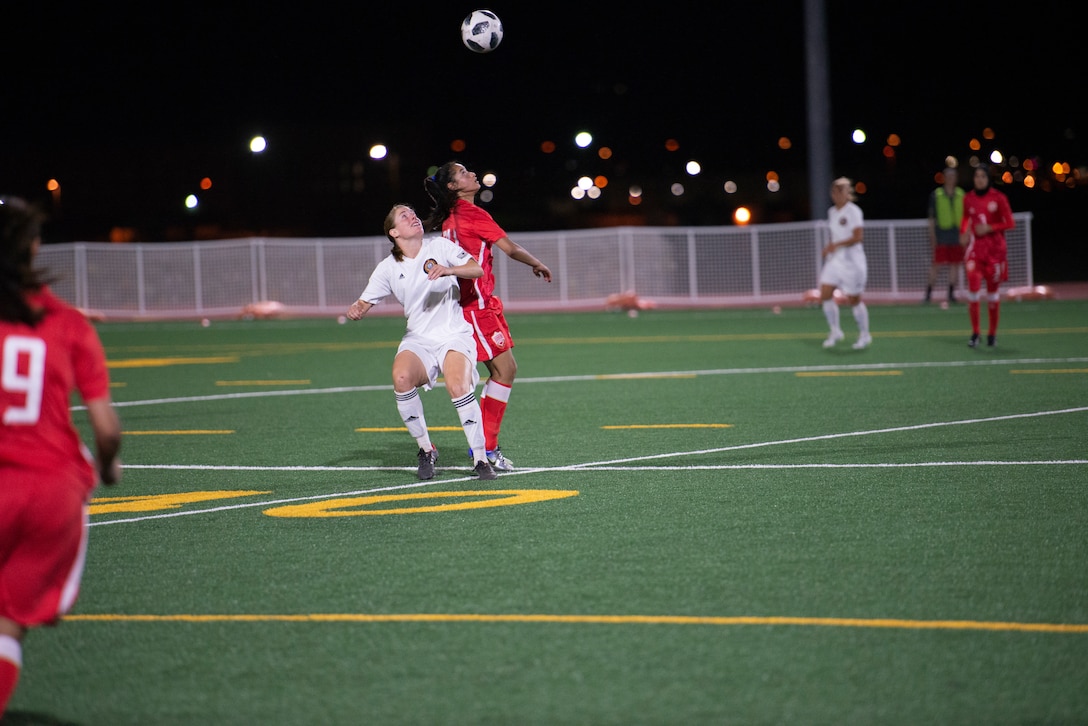 International military teams squared off to eventually crown the best women soccer players among the international militaries participating. U.S. Navy photo by