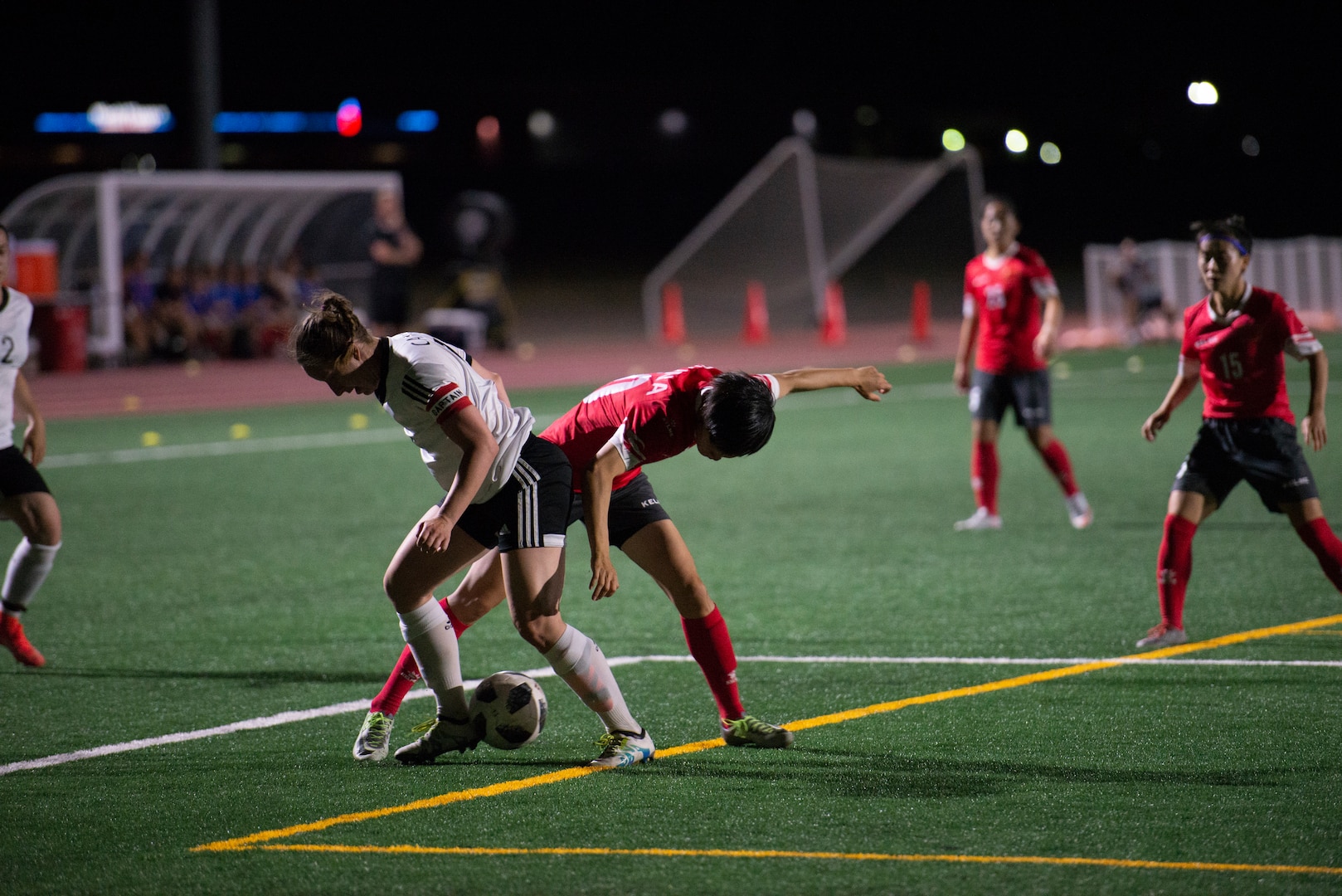 International military teams squared off to eventually crown the best women soccer players among the international militaries participating. U.S. Navy photo by