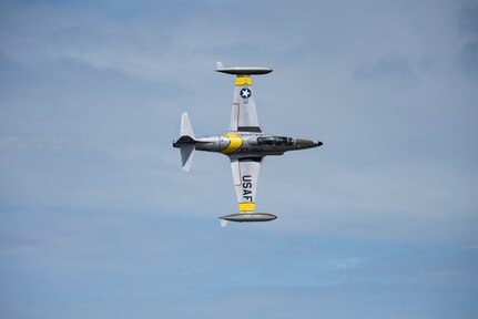 T-33 Ace Maker pilot Greg Colyer, performs during the Arctic Thunder Open House at Joint Base Elmendorf-Richardson, Alaska, June 30, 2018. During the biennial open house, JBER opens its gates to the public and hosts multiple performers including the U.S. Air Force Thunderbirds, JBER Joint Forces Demonstration and the U.S. Air Force F-22 Raptor Demonstration Team.