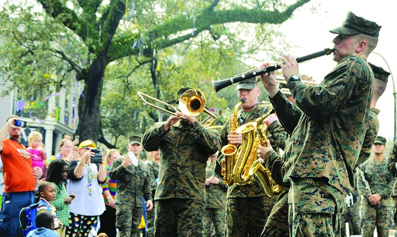 Quantico Marine Corps Band strikes up some jazzy tunes at Mardi Gras