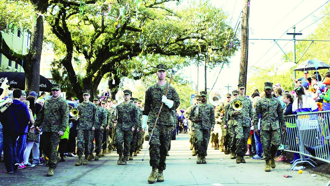 Quantico Marine Corps Band strikes up some jazzy tunes at Mardi Gras