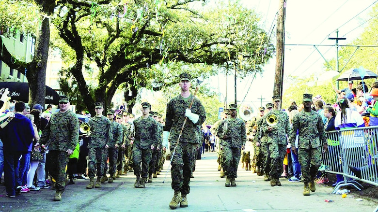 Quantico Marine Corps Band strikes up some jazzy tunes at Mardi Gras