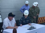 The Navy accepted delivery of the future USS Manchester (LCS 14) during a ceremony in Mobile, Alabama, Feb. 28.