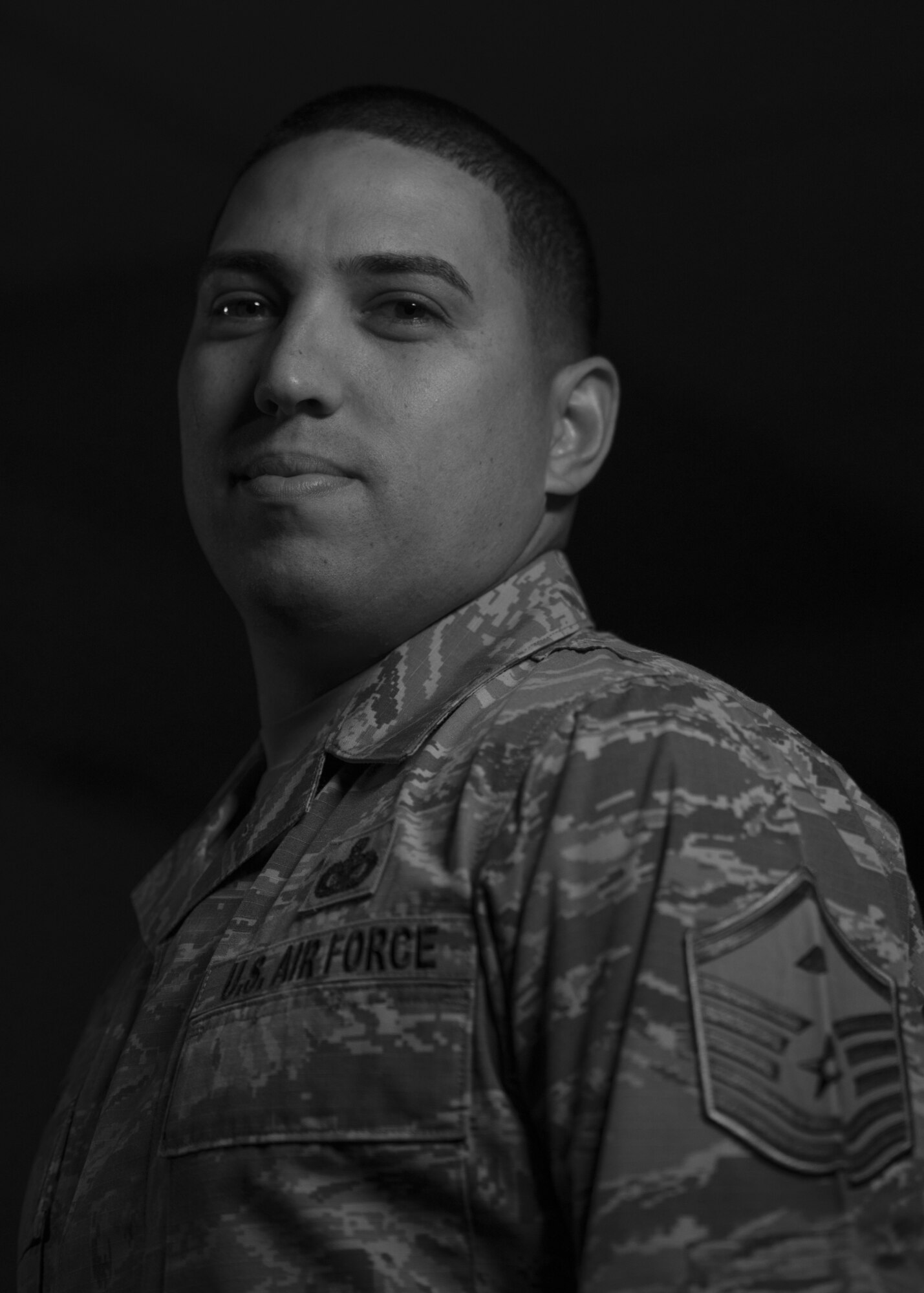 U.S. Air Force Master Sgt. Pablo Perez-Gonzalez, 33rd Operations Group first sergeant, poses for a portrait Jan. 8, 2018, at Eglin Air Force Base, Fla. (U.S. Air Force photo by Staff Sgt. Peter Thompson/Released)