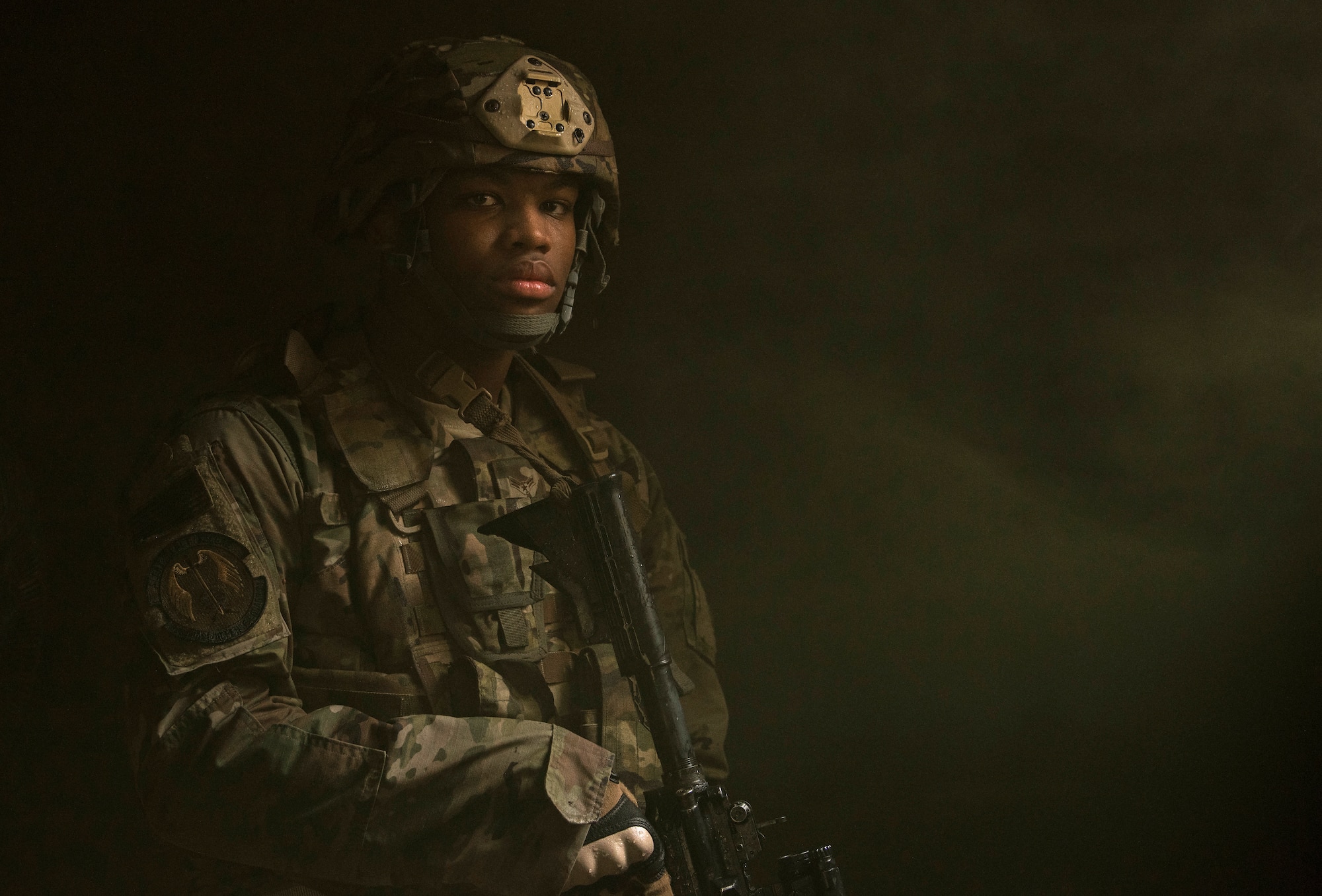 Airman 1st Class Daquan Hayes, 823rd Base Defense Squadron fire team member, poses for a photo at Moody Air Force Base, Ga., Jan. 12, 2018. The 823rd BDS is one of three operational security forces squadrons under the 820th Base Defense Group whose mission is to provide high-risk force protection and integrated base defense for expeditionary forces. (U.S. Air Force photo by Bennie J. Davis III)