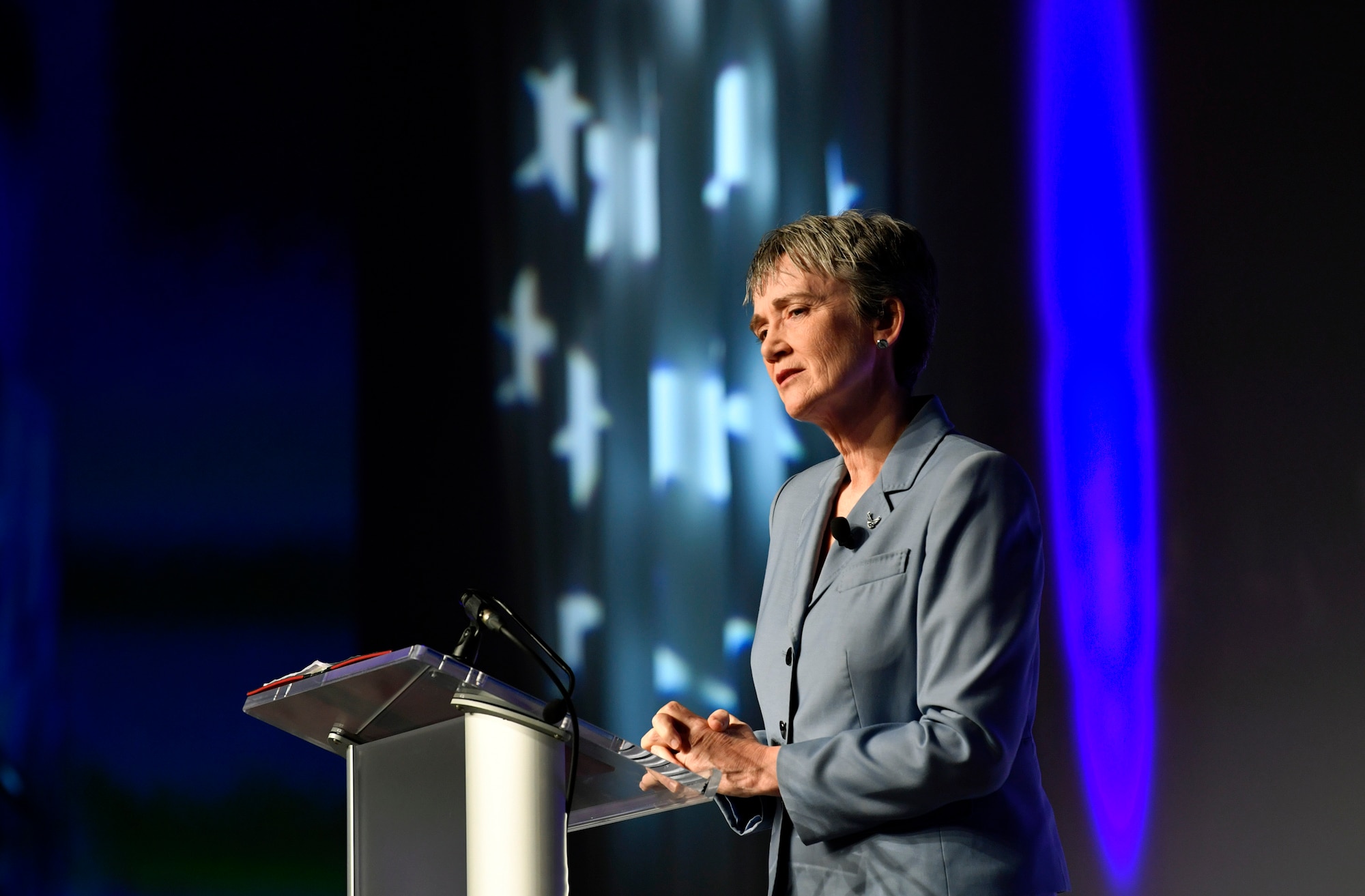 Secretary of the Air Force Heather Wilson speaks about innovation during the Air Force Association Air Warfare Symposium, Orlando, Fla., Feb. 22, 2018.  (U.S. Air Force photo by Wayne A. Clark)