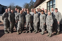 Members of U.S. Air forces in Europe’s Senior Religious Support Team pose for a group photo on Feb. 22, 2018, on Ramstein Air Base, Germany. The support team participated in a two-day conference to discuss their annual plans and budget.