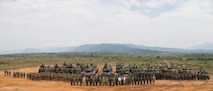 U.S. Navy Adm. Harry Harris, commander, U.S. Pacific Command, Gen. Thanchaiyan Srisuwan, Chief of Defense Forces in Thailand, and U.S. Ambassador to Thailand Glyn Davies, along with other officials, pose for a group photo after a combined arms live fire exercise during Exercise Cobra Gold 18