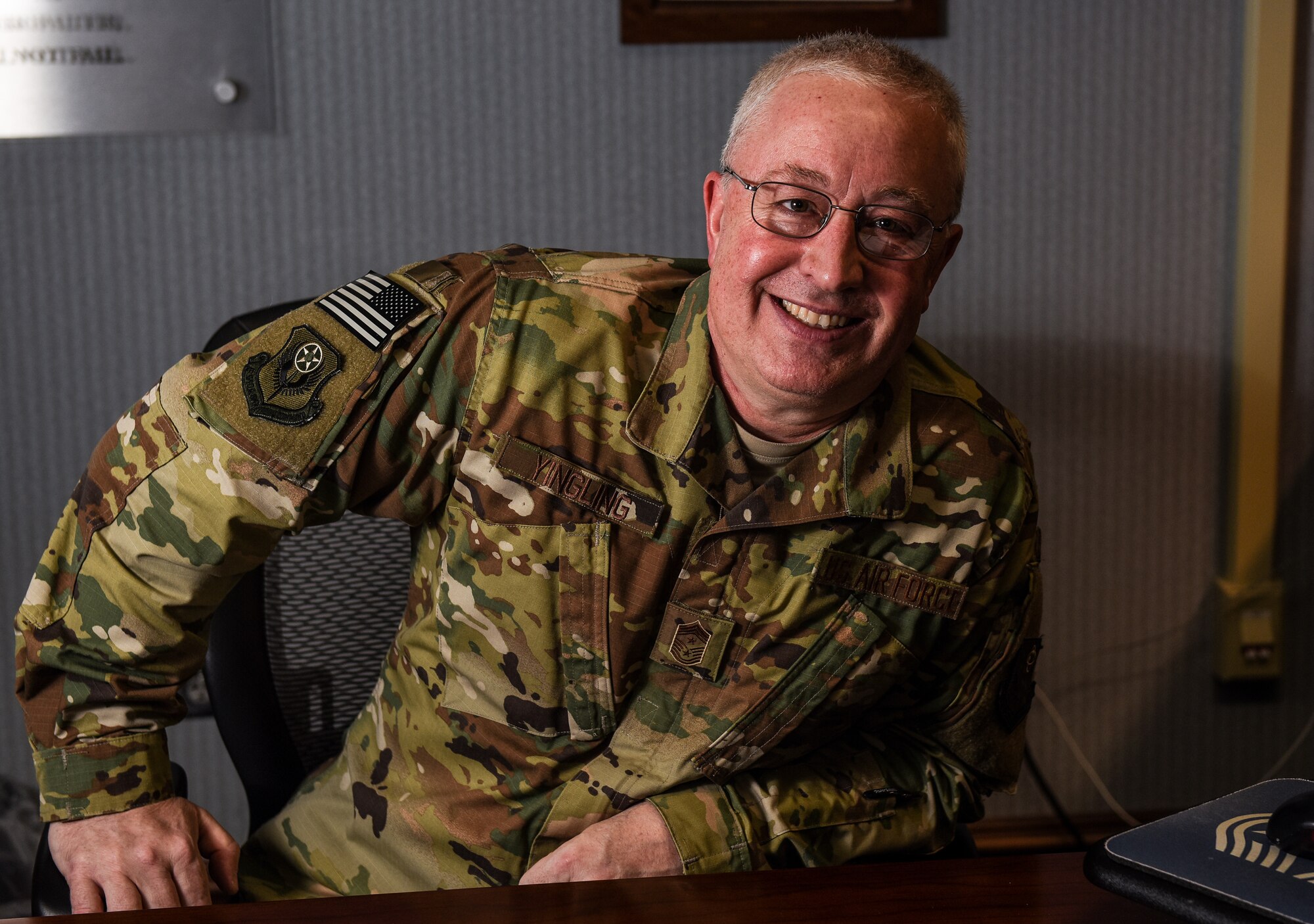 Chief Master Sgt. Bill Yingling poses for a portrait.