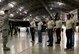 Capt. Jarrod Begy, 71st Intelligence Squadron, administers the Oath of Enlistment to the 445th Airlift Wing recruits Feb. 24, 2018 at the National Museum of the U.S. Air Force.