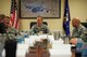 Maj. Gen. Randall A. Ogden (center), Fourth Air Force commander, meets with Joint Base Charleston, S.C. executive leadership, March 2, 2018, at JB Charleston. Ogden visited several squadrons during his visit to meet with the Airmen and talk innovation and progress in today's Air Force (U.S. Air Force photo by SrA Jonathan Lane).