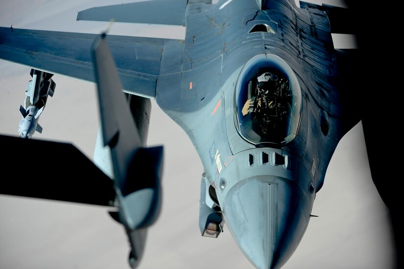 An aircraft refuels another midair.