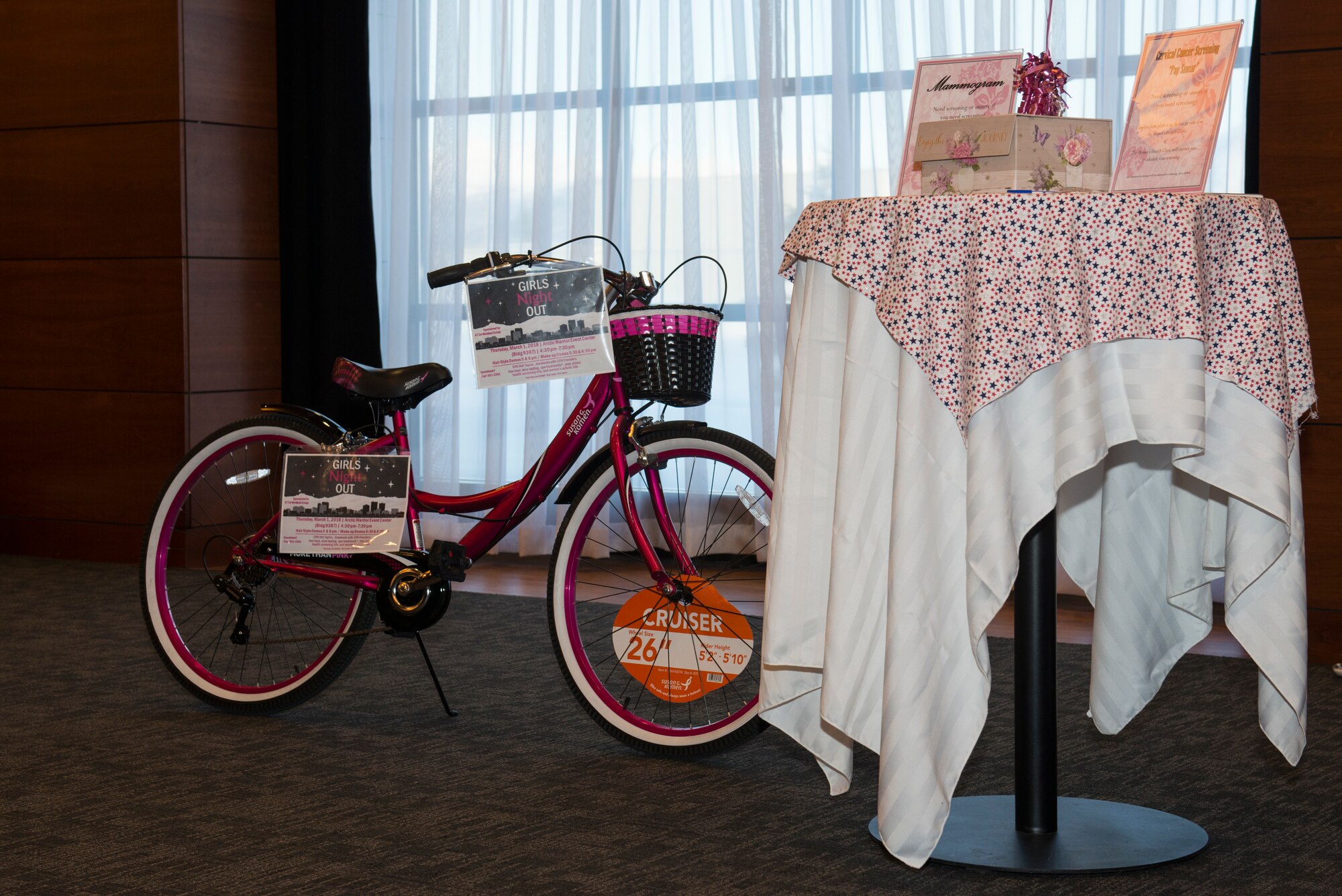 The 673d Medical Group hosts a 'Girls Night Out' at the Arctic Warrior Events Center, on Joint Base Elmendorf-Richardson, Alaska, March 1, 2018. 'Girls Night Out' was a free event highlighting women's health through activities, information booths and guest speakers.