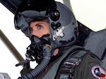 Capt. Michelle “Mace” Curran, 355th Fighter Squadron F-16 pilot, looks up during launch preparations on the flightline, March 4, 2017. Curran was the first woman assigned to fly in the squadron and attributed her success to her parents, leadership and strong women in aviation past and present who’ve helped pave the way.