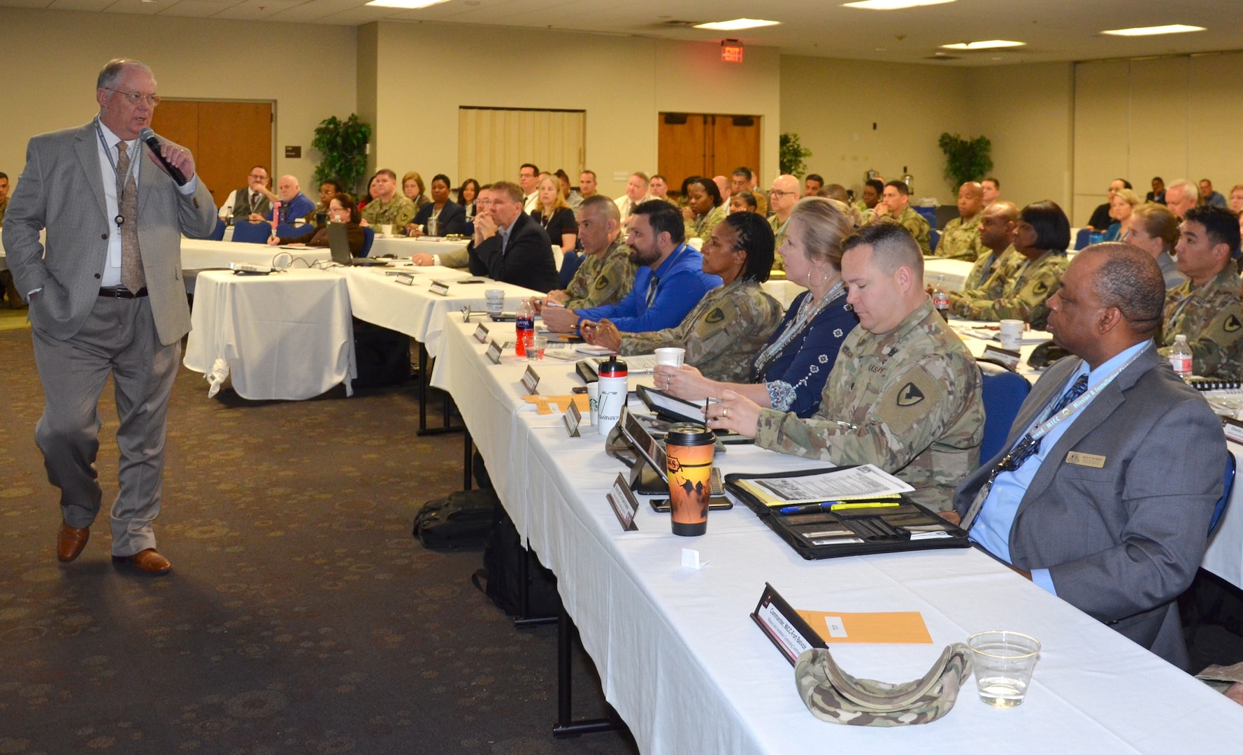 Clay Cole welcomes Army contracting leaders from throughout the Mission and Installation Contracting Command March 6 attending the 2018 Acquisition Leaders Training Event at Joint Base San Antonio-Fort Sam Houston. More than 60 leaders from the MICC headquarters and its subordinate organizations throughout the country are participating in the ALTE, which lasts through March 8. Cole the deputy to the commanding general for the MICC.