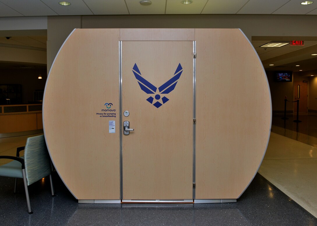 The Langley Air Force Base Hospital received new Mamava lactation pods early February for the convenient use for staff as well as patients. The portable pods are a private space that mothers can use to breastfeed or pump while at the hospital. (U.S. Air Force photo by Airman 1st Class Alexandra Singer)