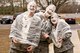 U.S. Air Force Reserve Tech. Sgt. Christopher Holms, Lt. Col. Kyle Weinfeldt and Senior Master Sgt. Valerie Inman, pose for a photo after a pie in the face event at Little Rock Air Force Base, Ark., Mar. 4, 2018. All three Airmen are assigned to the 913th Aerospace Medical Squadron, which use the event as a morale building fund raiser. (U.S. Air Force photo by Master Sgt. Jeff Walston/Released)