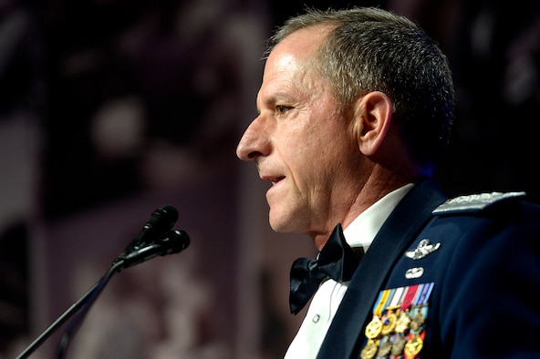 Chief of Staff of the Air Force Gen. David L. Goldfein speaks during the 10th Annual Tragedy Assistance Program for Survivors Honor Guard Gala March 6, 2018, in Washington, D.C. TAPS provides worldwide care to family members who are grieving the death of a service member. (U.S. Air Force photo by Staff Sgt. Rusty Frank)