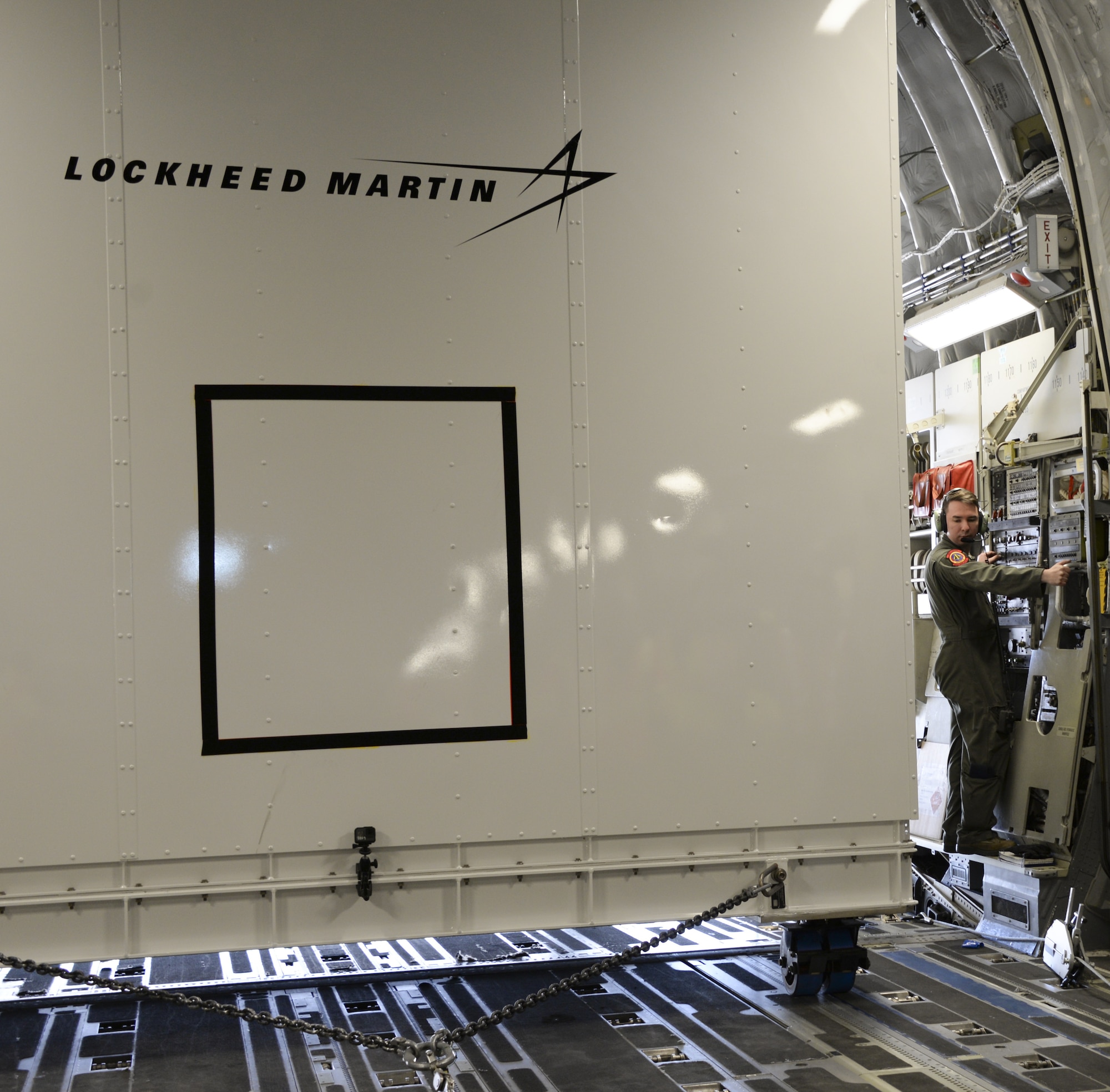 Airmen from the 21st Airlift Squadron and the 860th Aircraft Maintenance Squadron at Travis Air Force Base, California, load a NASA InSight Spacecraft onto a C-17 Globemaster III Feb. 28, 2018, at Lockheed Martin Space, Buckley Air Force Base, Colorado. The equipment was delivered to Vandenberg Air Force Base, Calif., where it will be the first planetary spacecraft to launch from the West Coast launch facility. The launch is scheduled to take place in May 2018 as part of the NASA Insight Mission to look beneath the Martian surface and study the planet’s interior. (U.S. Air Force photo by Senior Airman Amber Carter)