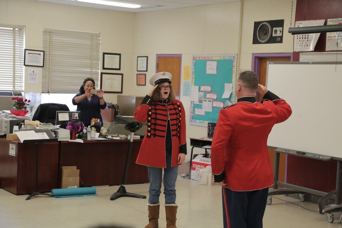 On March 7, 2018 vocalists from "The President's Own" U.S. Marine Band performed a Music in the High Schools program at Bowie High School in Bowie, Md. (U.S. Marine Corps photo by Master Sgt. Kristin duBois/released)