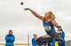 Senior Airman Heather Carter, a wounded warrior athlete, throws a shot put during the track and field competition at the 5th Annual Air Force Wounded Warrior Trials at Nellis Air Force Base, Nev., Feb. 27, 2018. The Air Force Trials is an adaptive and resiliency sports event designed to promote the mental and physical well-being of the participants. (U.S. Air Force photo by Senior Airman James R. Crow)