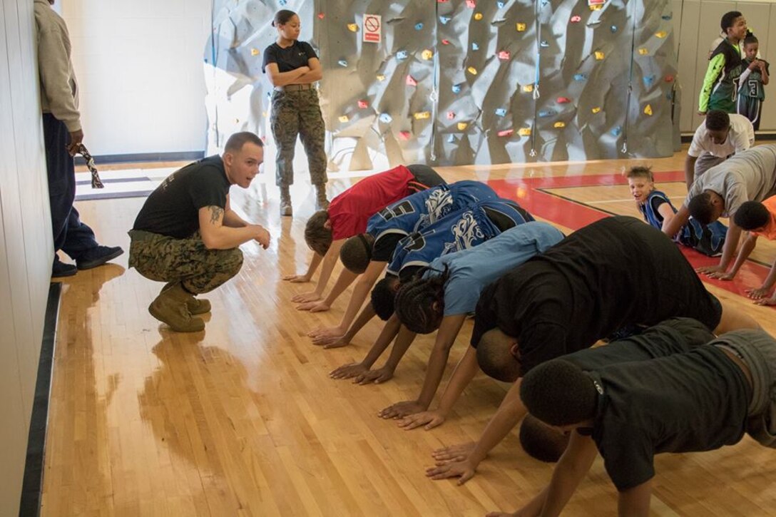 Marines participated in a Mid-Eastern Athletic Conference (MEAC) Youth Clinic in Norfolk, Virginia, March 3, 2018. The Marine Corps has been a part of MEAC for the last seven years and celebrates those who display leadership through their commitment to hard work on and off the court.