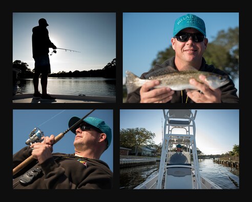 U.S. Air Force Master Sgt. Sean Cramer, 33rd Fighter Wing chief of inspections, fishes in Choctawhatchee Bay, near Shalimar, Fla. As he got closer to retirement, Cramer began looking for careers he could pursue after the Air Force. Naturally, fishing was an easy first choice. (U.S. Air Force photo by Staff Sgt. Peter Thompson/Released)