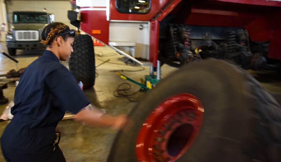 Castle-Johnson moves fire truck tire