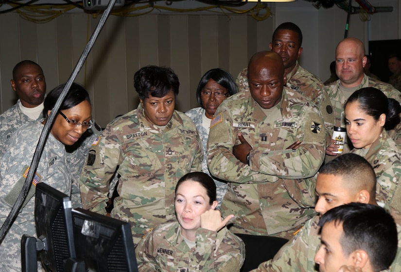 The 2503rd Digital Liaison Detachment and its reserve counterpart the 206th DLD out of Columbia, S.C., worked together for the first time at the Mission Training Center on Shaw Air Force Base, S.C., March 2, 2018. The mission training center provides the Soldiers with all the tools and operating systems in order to conduct realistic and beneficial training.